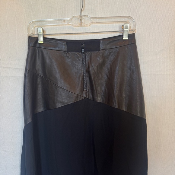Alice + Olivia Black Lamb Leather trim Maxi Skirt - Picture 8 of 8
